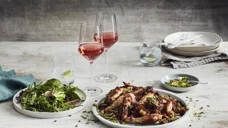 Roast Chicken with Spiced Pistachio Nuts and Cranberries